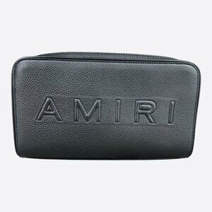 Amiri Black Embossed Logo Leather Dopp Kit
